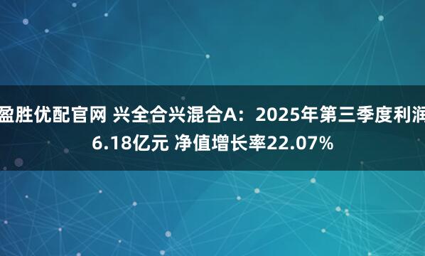 盈胜优配官网 兴全合兴混合A：2025年第三季度利润6.18亿元 净值增长率22.07%