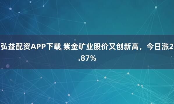 弘益配资APP下载 紫金矿业股价又创新高，今日涨2.87%